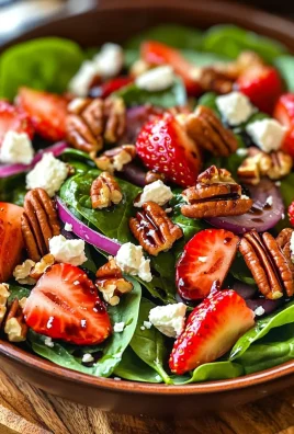 Delicious Spinach Strawberry Salad with Pecans and Feta Recipe