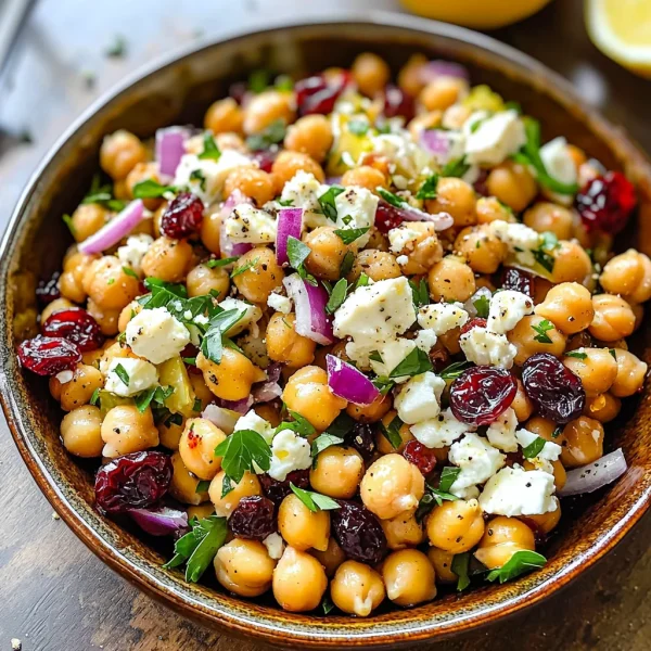 Feta & Cranberry Chickpeas with Lemon Vinaigrette