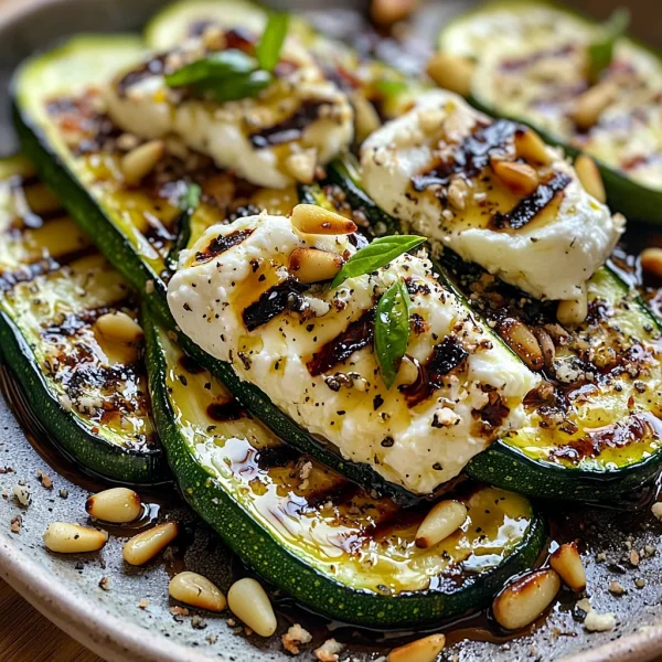 Grilled Zucchini with Burrata and Pine Nuts