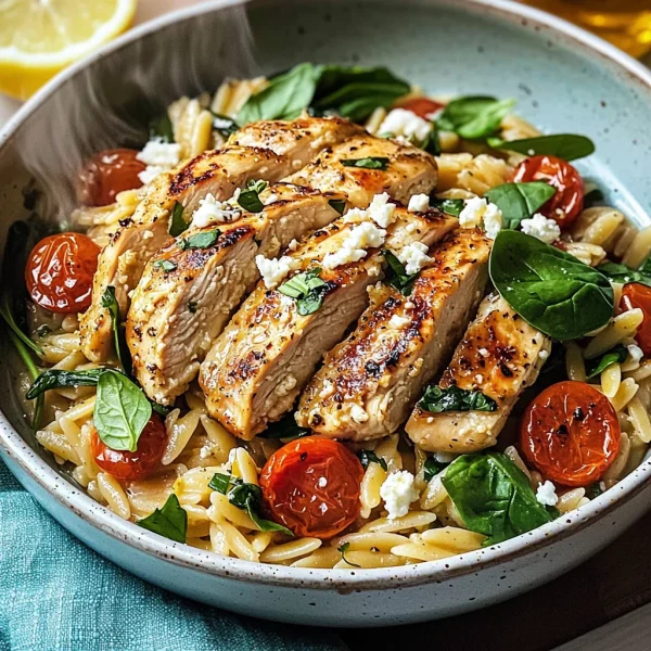 High Protein Mediterranean Chicken Orzo