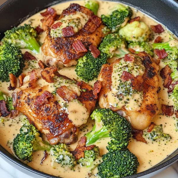 Keto Bacon Chicken Thighs With Garlic Cream Sauce