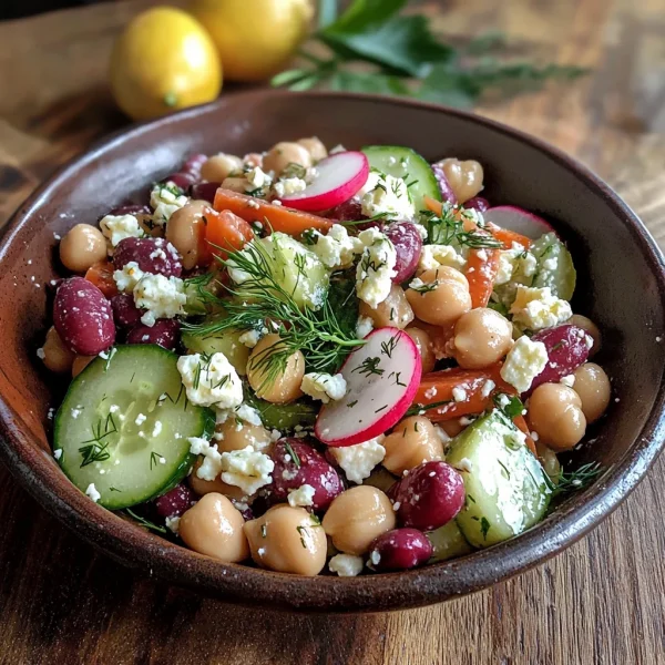 Mediterranean Bean Salad with Lemon Dill Dressing