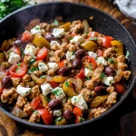 Mediterranean Keto Ground Chicken Skillet with Olives and Feta