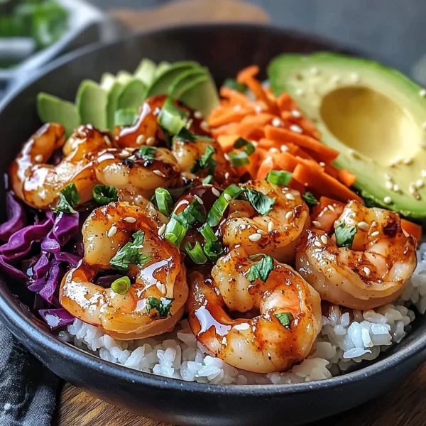Spicy Sriracha Glazed Shrimp Bowls
