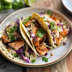 Air Fryer Salmon Tacos with Slaw