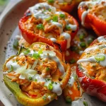 Buffalo Chicken Stuffed Peppers - Dairy Free & Low Carb