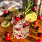 Cranberry Gin and Tonic with Rosemary