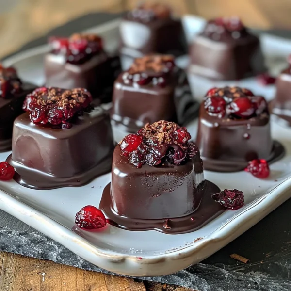 Dark Chocolate Covered Cranberry Sauce Bites
