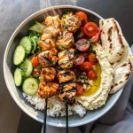 Mediterranean Bowl with Grilled Chicken Tawook Skewers
