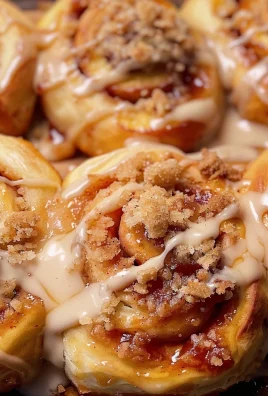 Peach Cobbler Cinnamon Rolls with Crumb Topping
