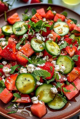 Watermelon Cucumber Salad with Strawberries and Feta