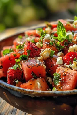 Watermelon Salad With Strawberries & Honey Lime Dressing