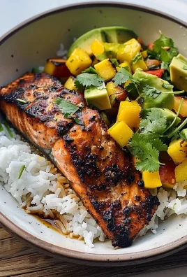 BBQ Salmon Bowls with Mango Avocado Salsa