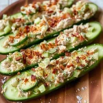 Bacon Ranch Chicken Salad Cucumber Boats