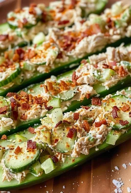 Bacon Ranch Chicken Salad Cucumber Boats