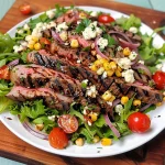 Balsamic Steak Gorgonzola Salad with Grilled Corn