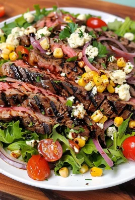 Balsamic Steak Gorgonzola Salad with Grilled Corn
