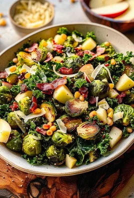 Brussels Sprout, Kale + Apple Salad with Sharp Cheddar + Bacon