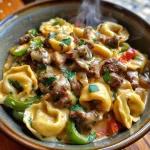 Cheesesteak Tortellini in Rich Provolone Sauce