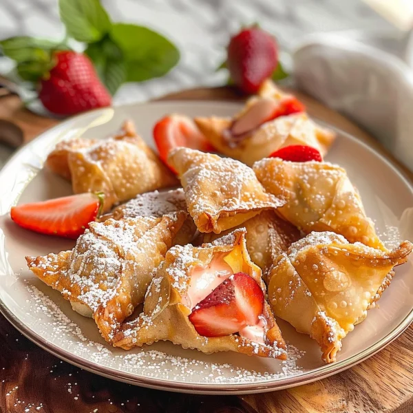 Deep-Fried Strawberry Cheesecake Stuffed Wonton Bites: Irresistibly Crispy!