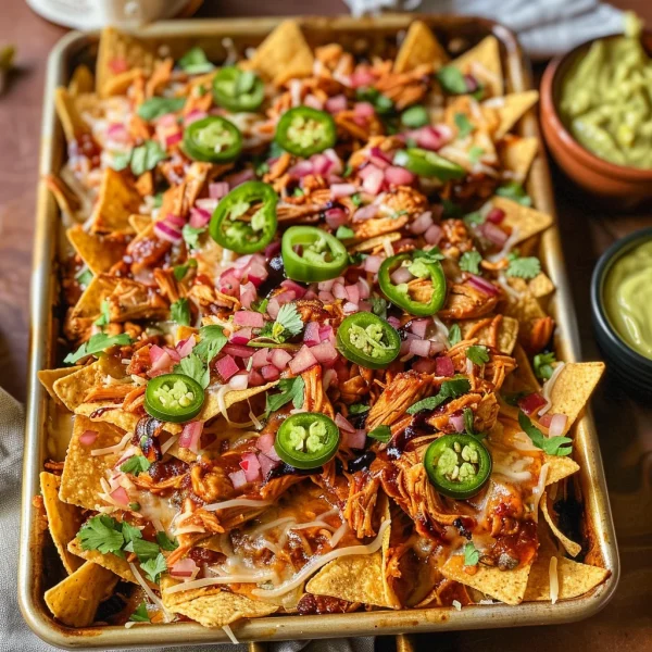 Easy Sheet Pan BBQ Chicken Nachos