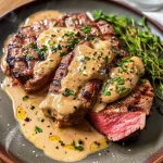 French Seared Steak with Cognac Cream Sauce