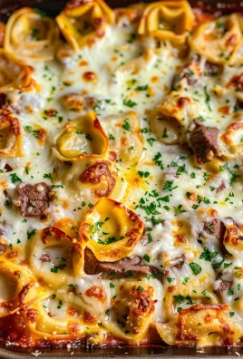 Golden Cheese Steak Tortellini Casserole