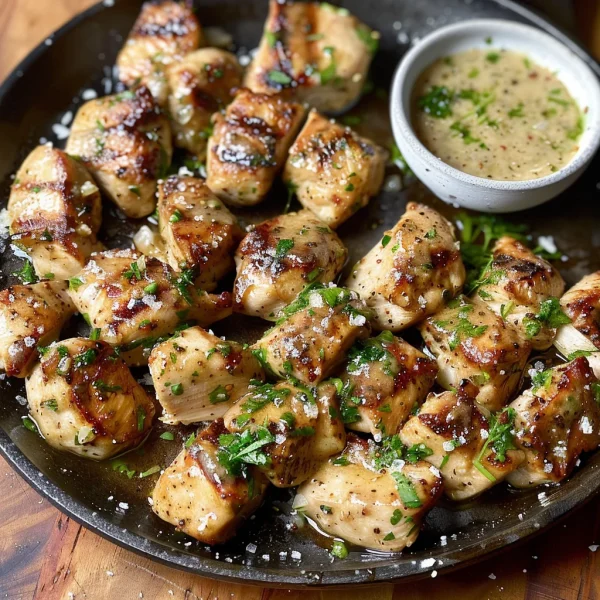 Grilled Chicken Bites with Creamy Garlic Sauce
