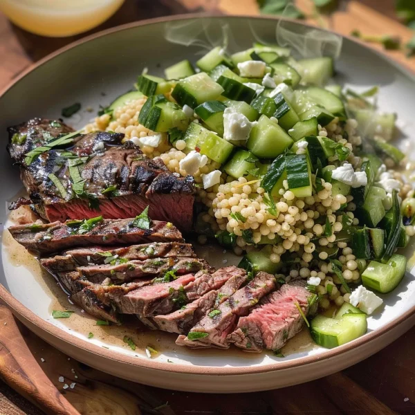 Grilled Skirt Steak with Lemon Herb Couscous Salad