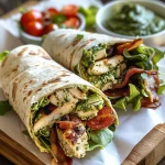 Pesto Chicken and Avocado Bacon Salad Wraps