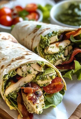 Pesto Chicken and Avocado Bacon Salad Wraps