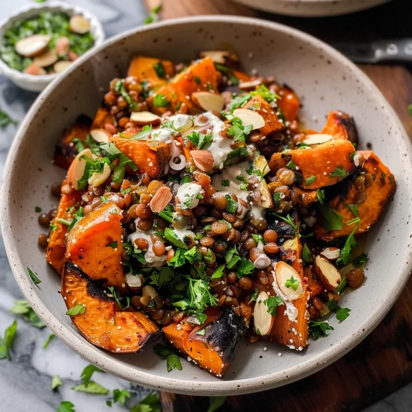 Roasted Sweet Potato Salad with Lentils