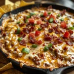 Sizzling Bacon Cheeseburger Queso Dip