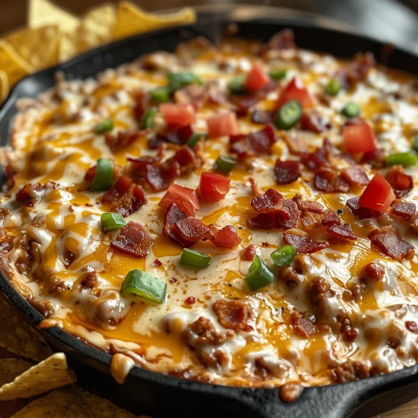 Sizzling Bacon Cheeseburger Queso Dip