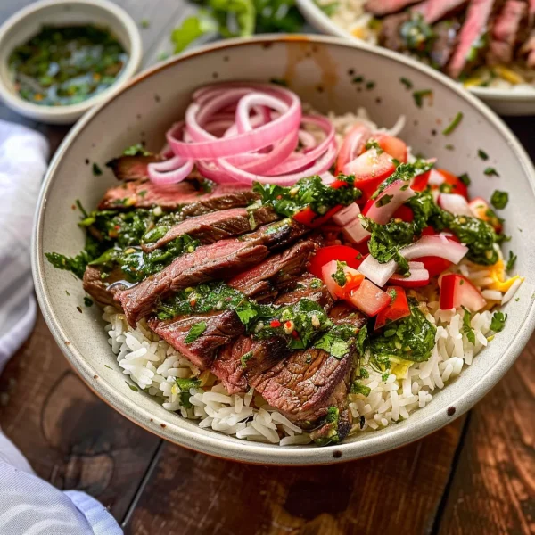 Skirt Steak Rice Bowls with Chimichurri Sauce
