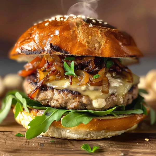 Turkey Burgers with Caramelized Onions and Aioli