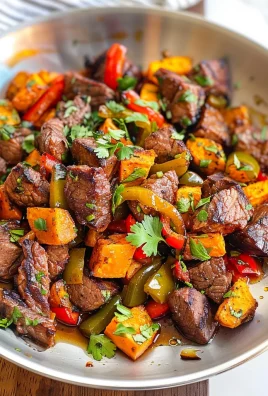 Whole30 Steak Bites with Sweet Potatoes and Peppers