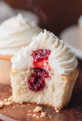 Almond Wedding Cake Cupcakes with Raspberry Filling