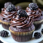 Decadent Dark Chocolate Blackberry Cupcakes
