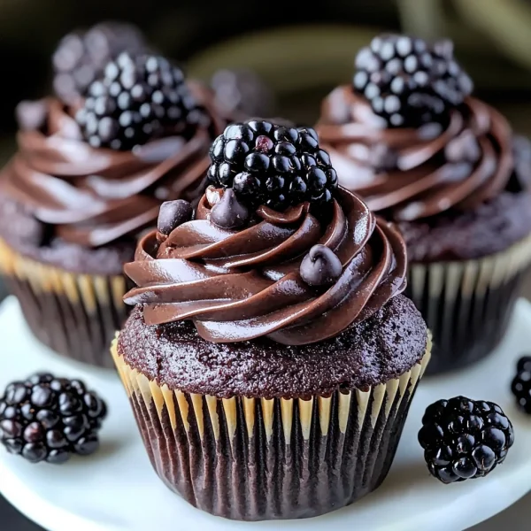Decadent Dark Chocolate Blackberry Cupcakes