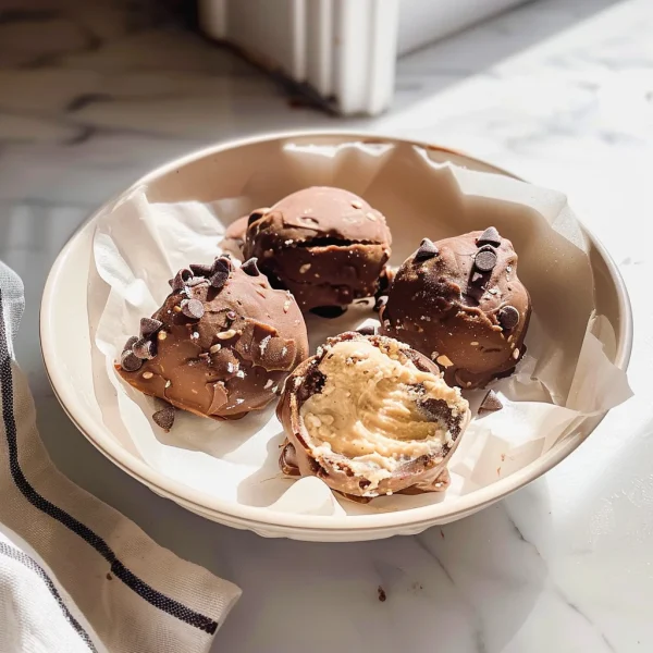 Frozen Greek Yogurt Peanut Butter Bites with Chocolate Chips