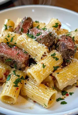 Garlic Butter Steak Tips with Cheesy Rigatoni