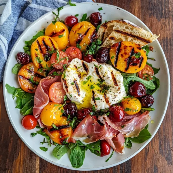 Grilled Nectarine Burrata Prosciutto Salad