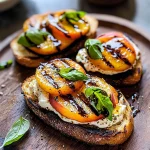 Grilled Peach and Burrata Crostini