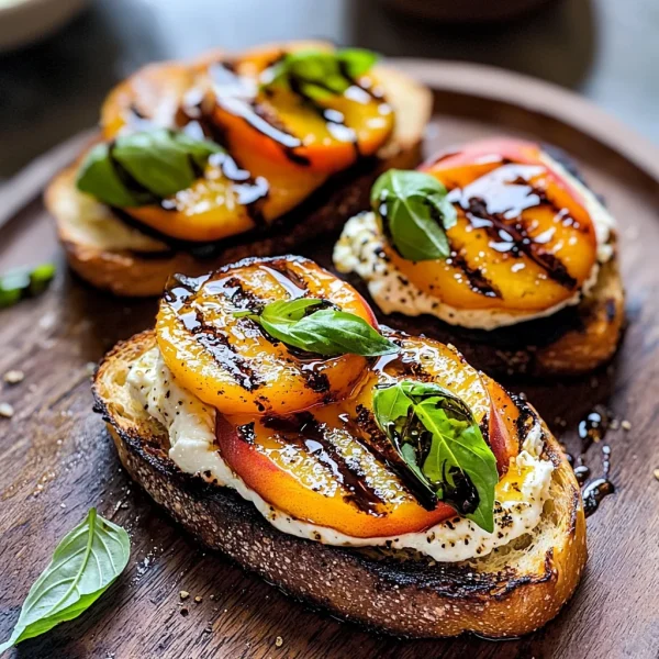 Grilled Peach and Burrata Crostini