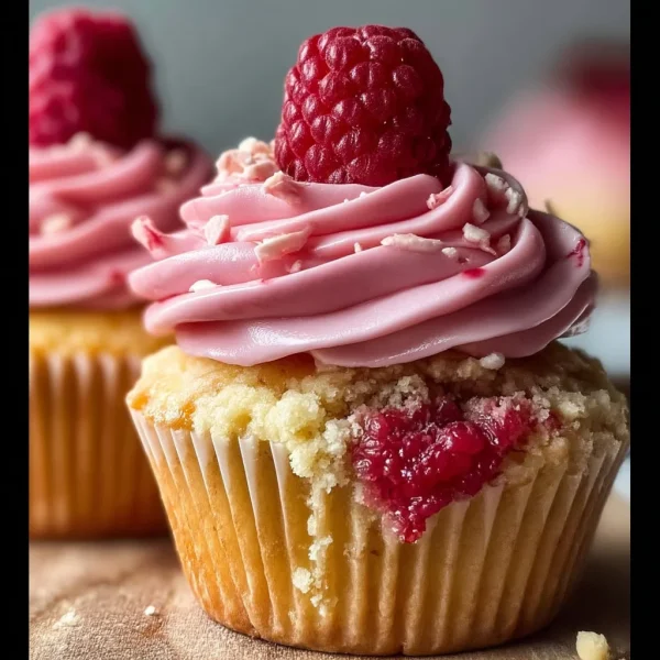 Raspberry Cupcakes with Raspberry Filling and Russian Buttercream