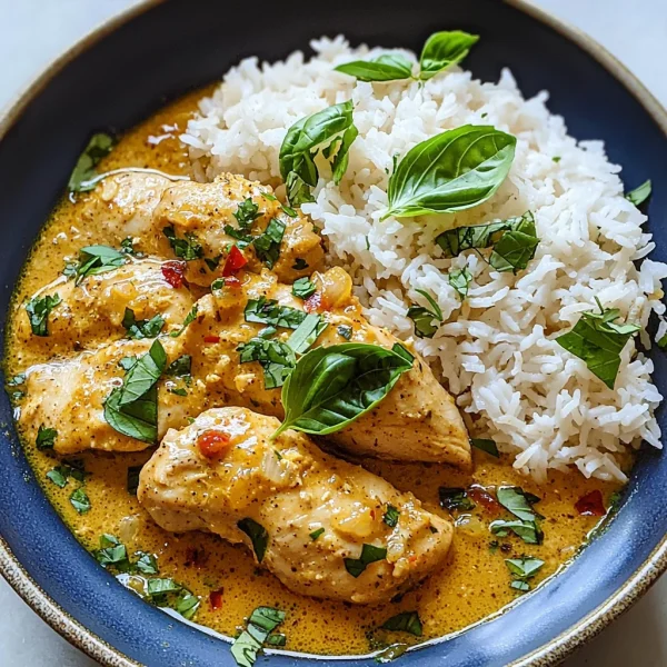Spiced Coconut Basil Chicken with Rice: A Flavorful Delight