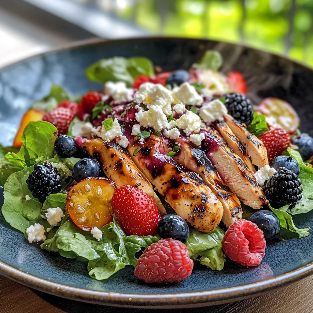 Grilled Berry Feta Chicken Salad with a Sweet Chipotle Dressing