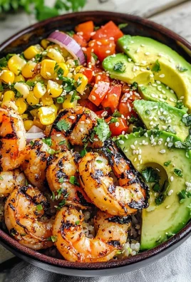 Grilled Shrimp Bowl with Avocado, Corn Salsa & Creamy Garlic Sauce